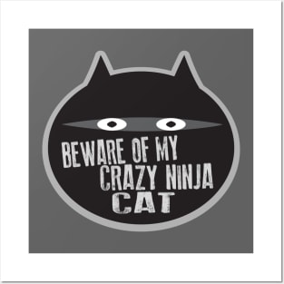 Beware of my Crazy Ninja Cat Posters and Art